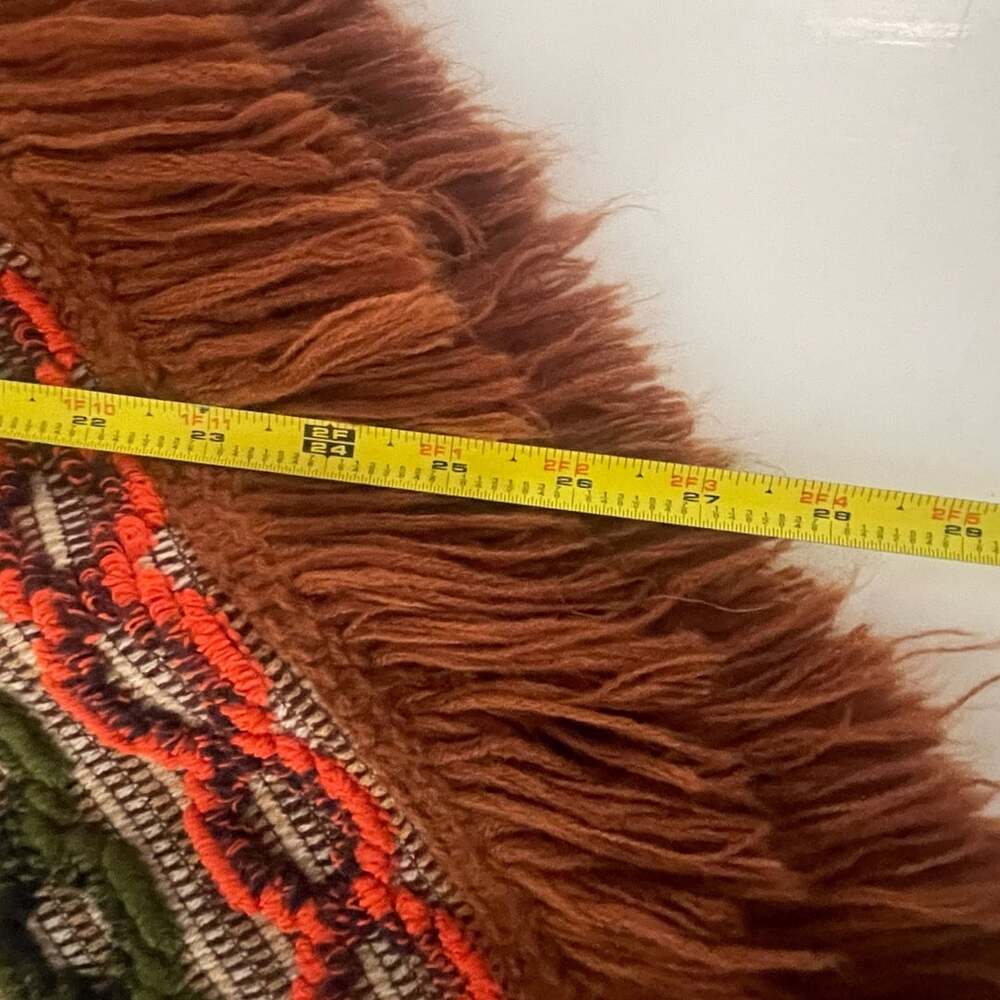 Multicolor Knit Aztec Poncho w Fringe Boat Neck - Picture 7 of 7